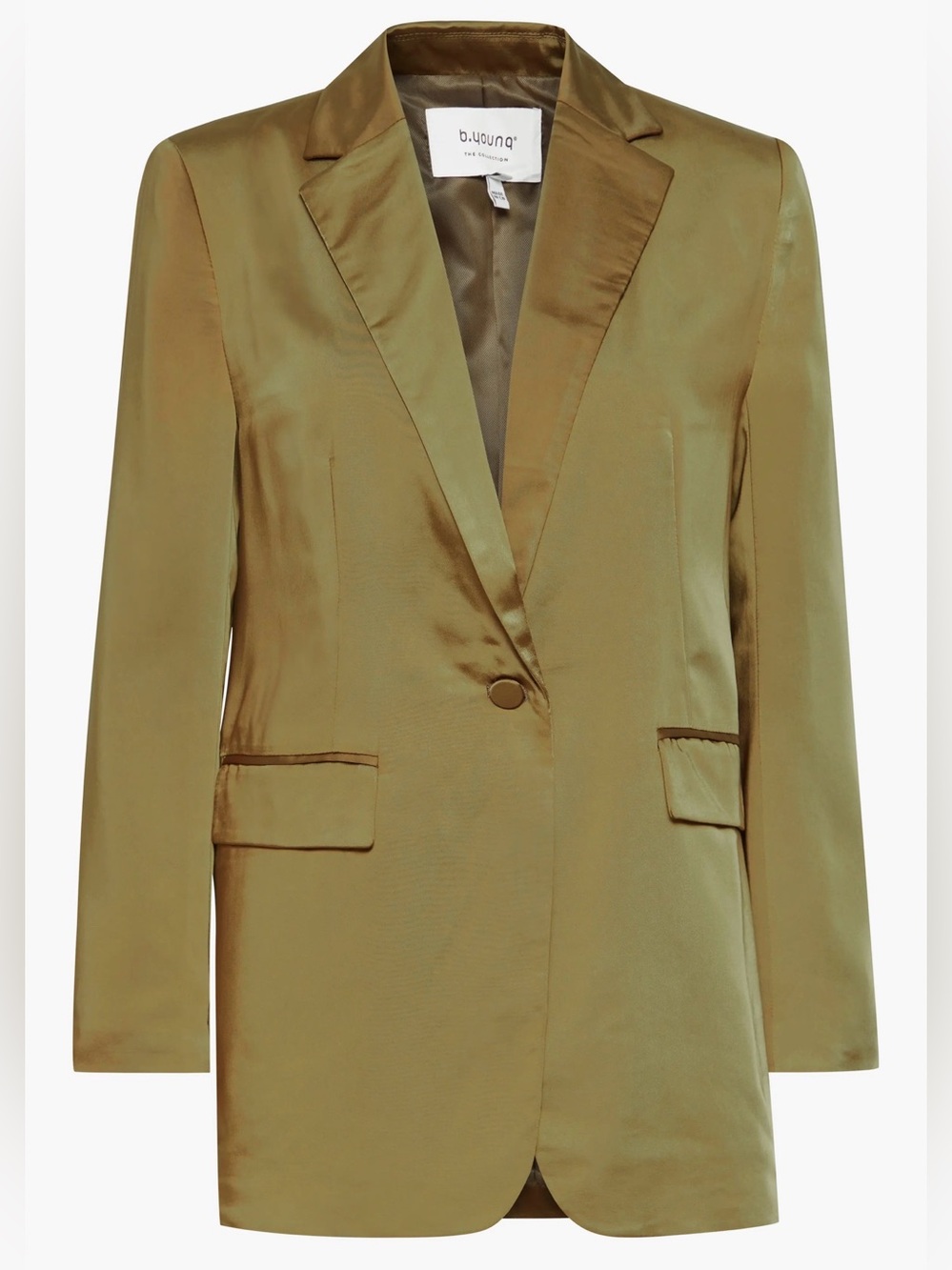 B.Young Denana Satin Blazer Military Olive Green Size 40
